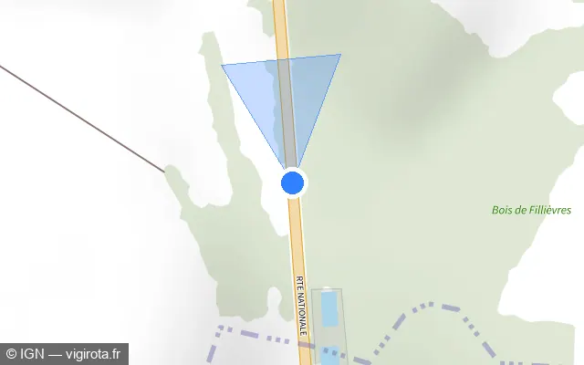 Vue plan de l'emplacement du radar fixe à Nuncq-Hautecôte
