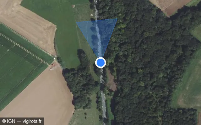 Vue satellite de l'emplacement du radar fixe à Nuncq-Hautecôte