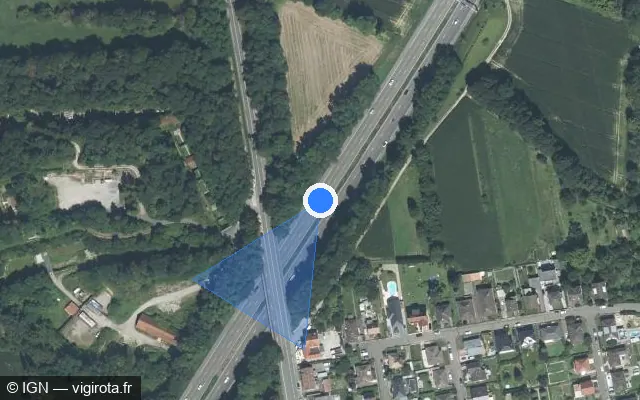 Vue satellite de l'emplacement du radar fixe à Mundolsheim