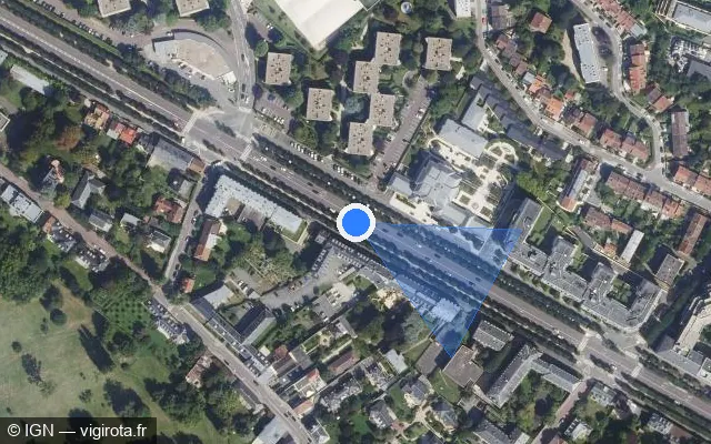Vue satellite de l'emplacement du radar fixe à Le Chesnay-Rocquencourt