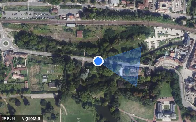 Vue satellite de l'emplacement du radar fixe à Jouy-en-Josas