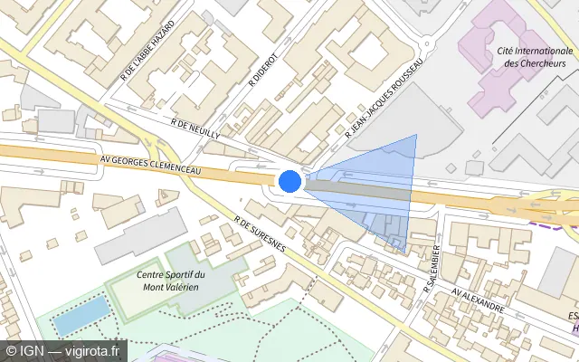 Vue plan de l'emplacement du radar fixe à Nanterre