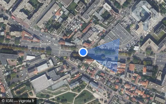 Vue satellite de l'emplacement du radar fixe à Nanterre