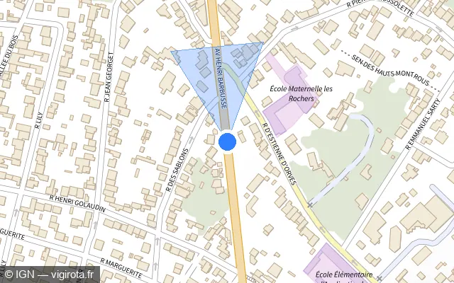 Vue plan de l'emplacement du radar fixe à Clamart