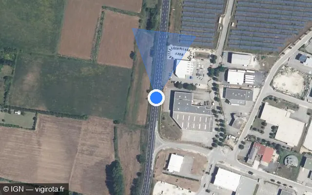 Vue satellite de l'emplacement du radar fixe à Montélimar