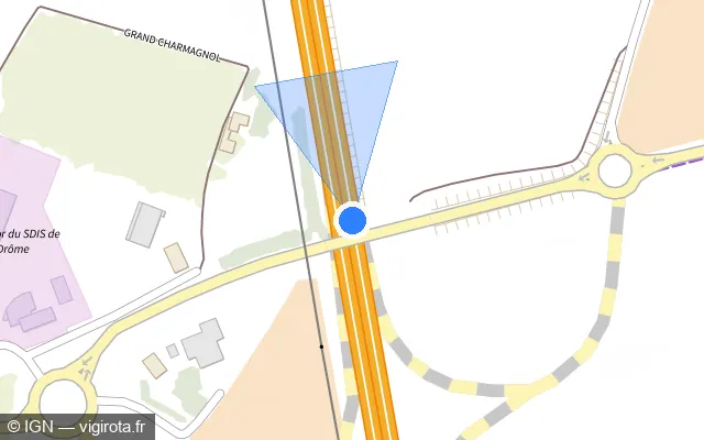 Vue plan de l'emplacement du radar fixe à Valence
