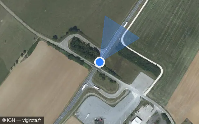 Vue satellite de l'emplacement du radar fixe à Semoutiers-Montsaon
