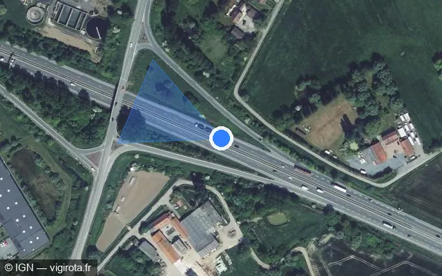 Vue satellite de l'emplacement du radar fixe à Bailleul