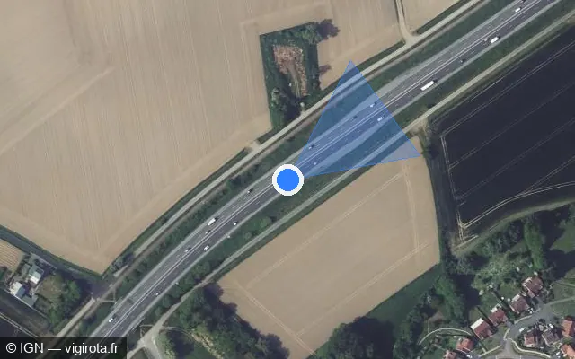Vue satellite de l'emplacement du radar fixe à Wicres