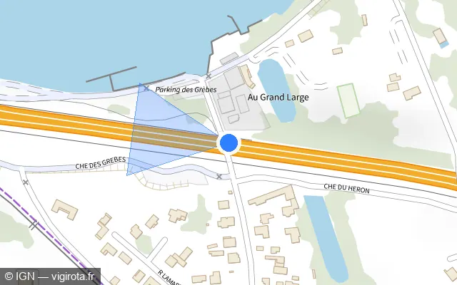 Vue plan de l'emplacement du radar fixe à Décines-Charpieu
