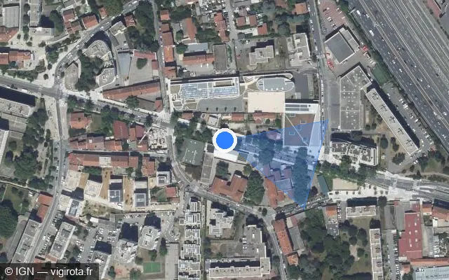 Vue satellite de l'emplacement du radar fixe à Villeurbanne