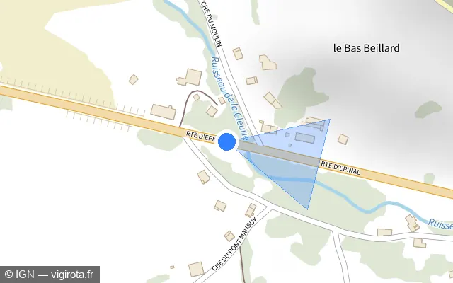 Vue plan de l'emplacement du radar fixe à Liézey
