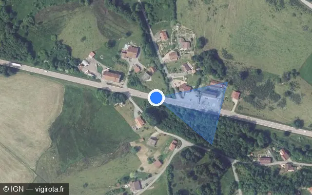 Vue satellite de l'emplacement du radar fixe à Liézey