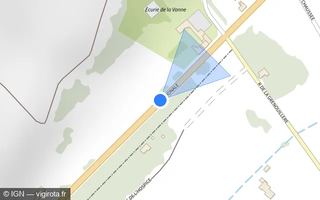 Vue plan de l'emplacement du radar fixe à Pont-sur-Vanne