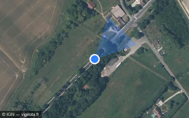 Vue satellite de l'emplacement du radar fixe à Pont-sur-Vanne