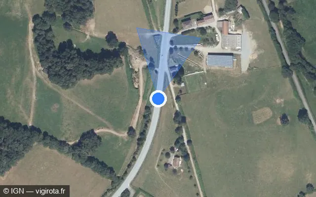 Vue satellite de l'emplacement du radar fixe à Saint-Quentin-la-Chabanne