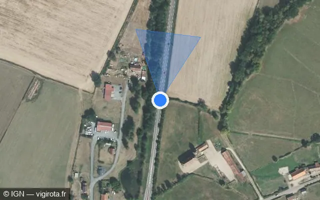 Vue satellite de l'emplacement du radar fixe à Rigny-sur-Arroux