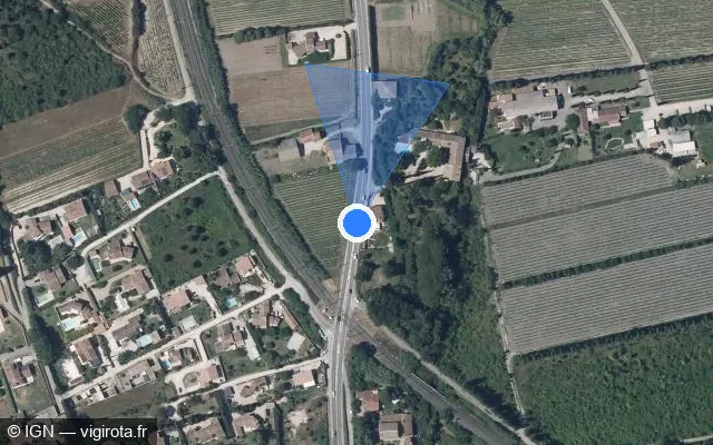 Vue satellite de l'emplacement du radar fixe à Châteauneuf-de-Gadagne