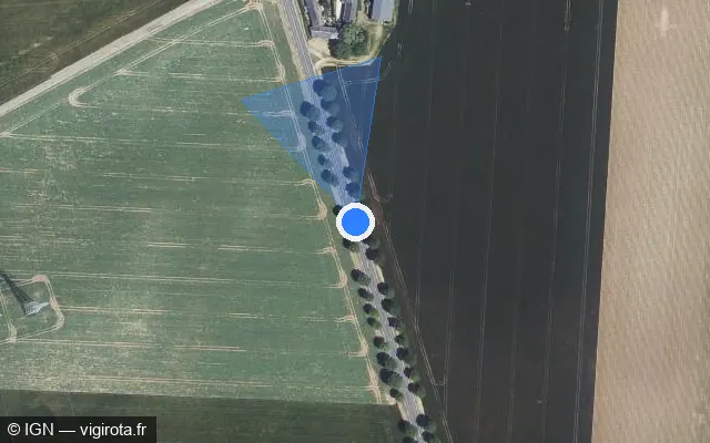 Vue satellite de l'emplacement du radar fixe à Santilly