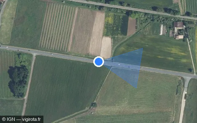 Vue satellite de l'emplacement du radar fixe à Saint-Antoine-de-Breuilh
