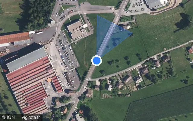 Vue satellite de l'emplacement du radar fixe à Fougerolles-Saint-Valbert