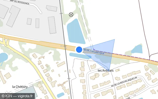 Vue plan de l'emplacement du radar fixe à Machecoul-Saint-Même