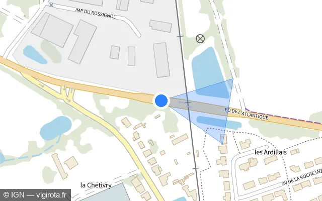 Vue plan de l'emplacement du radar fixe à Machecoul-Saint-Même