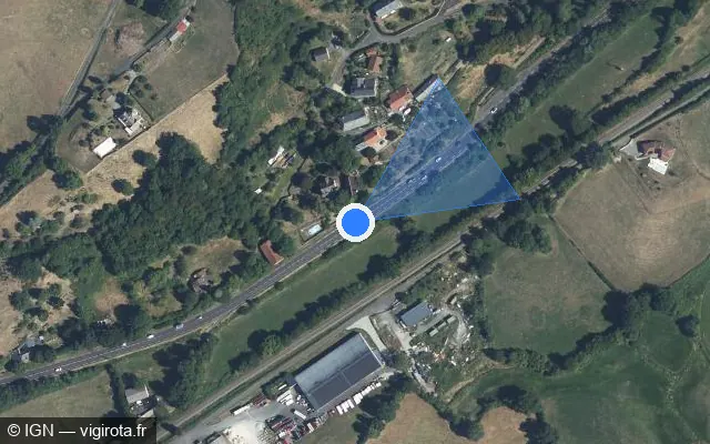 Vue satellite de l'emplacement du radar fixe à Polminhac