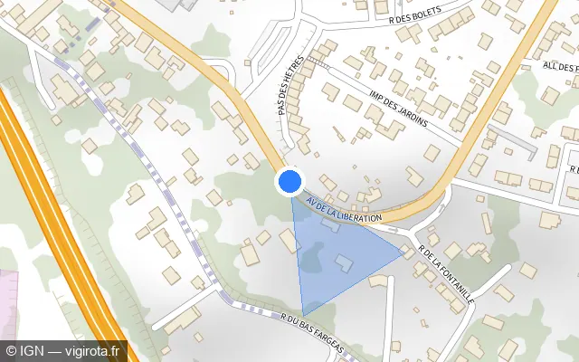 Vue plan de l'emplacement du radar fixe à Panazol
