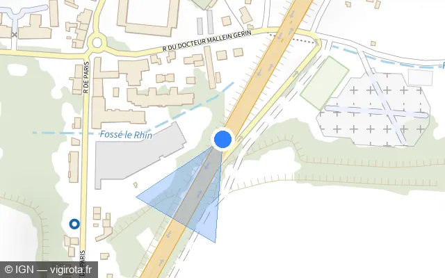 Vue plan de l'emplacement du radar fixe à Louvres