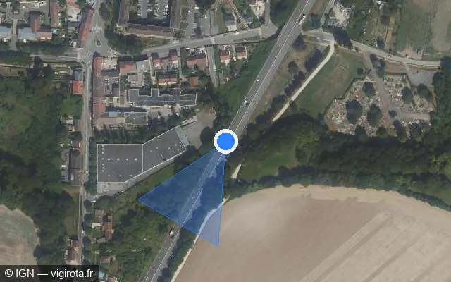 Vue satellite de l'emplacement du radar fixe à Louvres