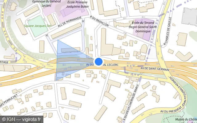 Vue plan de l'emplacement du radar fixe à Le Pecq