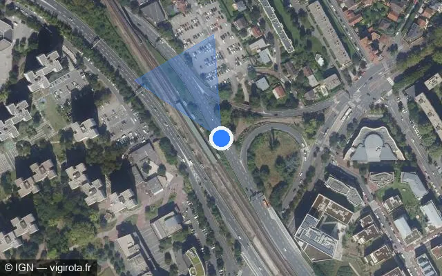 Vue satellite de l'emplacement du radar fixe à Créteil
