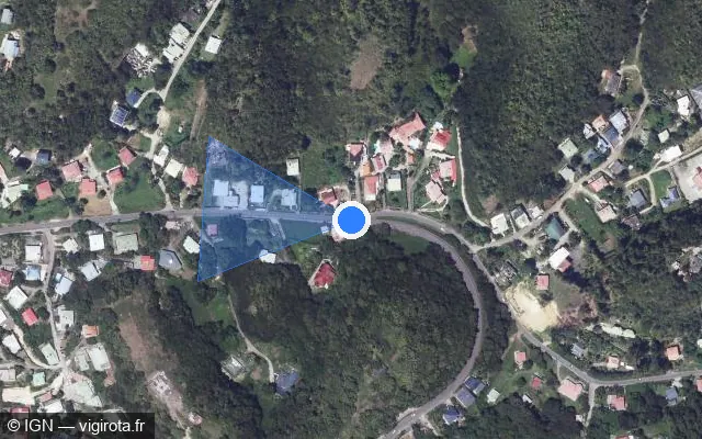 Vue satellite de l'emplacement du radar tourelle à Le Gosier