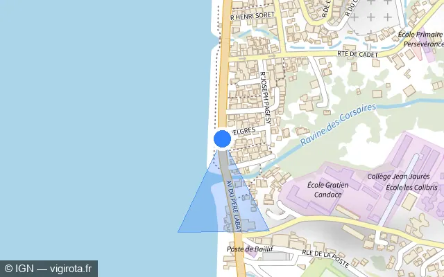 Vue plan de l'emplacement du radar tourelle à Basse-Terre