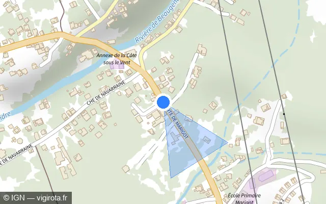 Vue plan de l'emplacement du radar tourelle à Vieux-Habitants