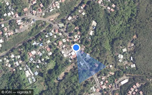Vue satellite de l'emplacement du radar tourelle à Vieux-Habitants