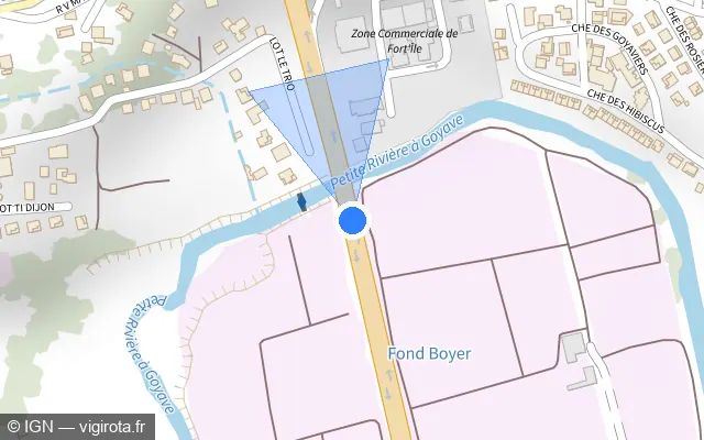 Vue plan de l'emplacement du radar tourelle à Goyave