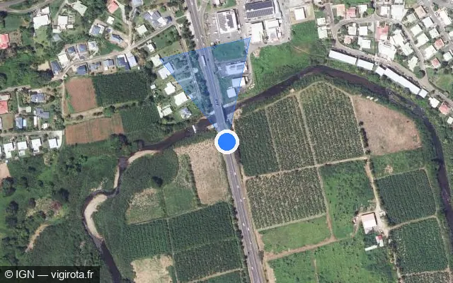 Vue satellite de l'emplacement du radar tourelle à Goyave