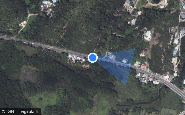 Vue satellite de l'emplacement du radar tourelle à Le Gosier