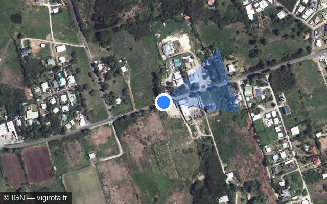 Vue satellite de l'emplacement du radar tourelle à Saint-François