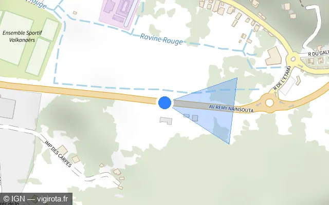 Vue plan de l'emplacement du radar tourelle à Gourbeyre