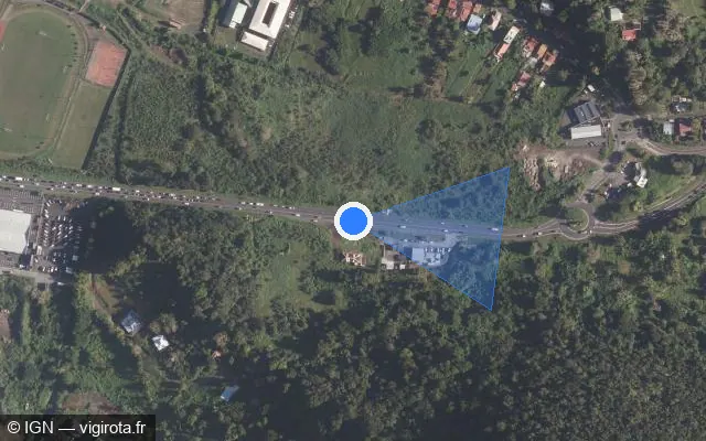 Vue satellite de l'emplacement du radar tourelle à Gourbeyre