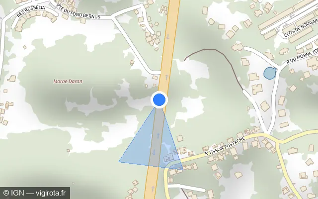 Vue plan de l'emplacement du radar tourelle à Pointe-à-Pitre