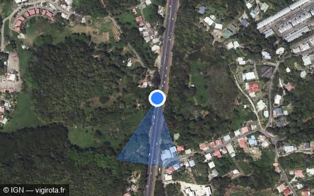 Vue satellite de l'emplacement du radar tourelle à Pointe-à-Pitre