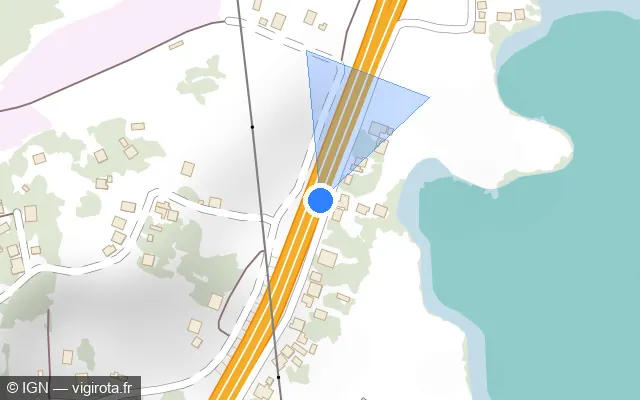 Vue plan de l'emplacement du radar tourelle à Baie-Mahault