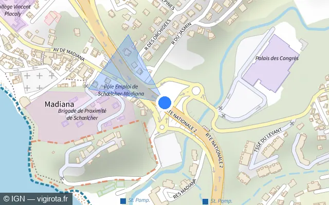 Vue plan de l'emplacement du radar tourelle à Schœlcher