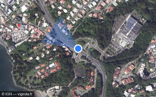 Vue satellite de l'emplacement du radar tourelle à Schœlcher