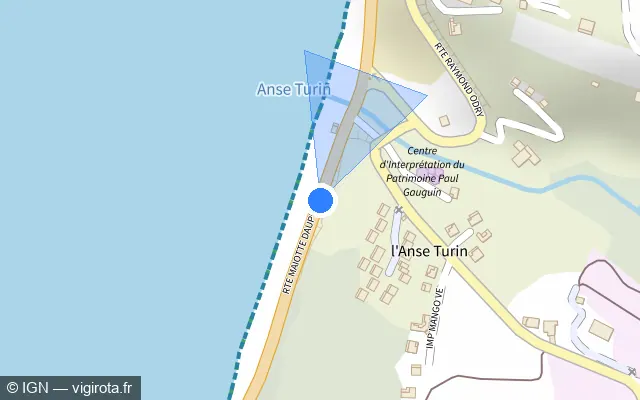 Vue plan de l'emplacement du radar tourelle à Le Carbet