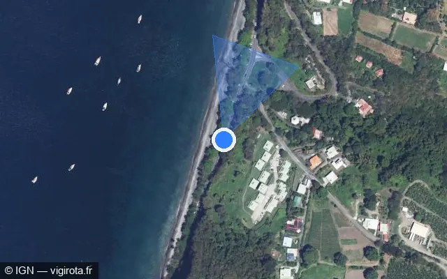 Vue satellite de l'emplacement du radar tourelle à Le Carbet